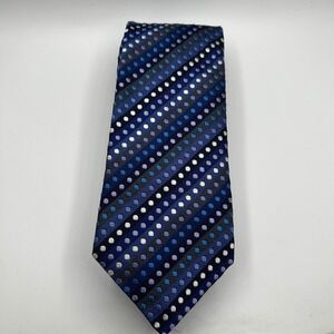 Duchamp London Silk Tie Mens Blue Purple Striped Polka Dot Made in England‎